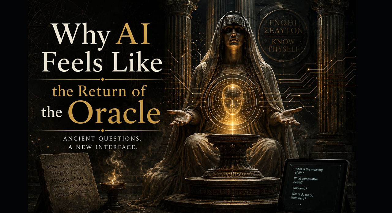 Why-AI-Feels-Like-the-Return-of-the-Oracle-Forgotten-Religion-Transhumation-Article-Cover