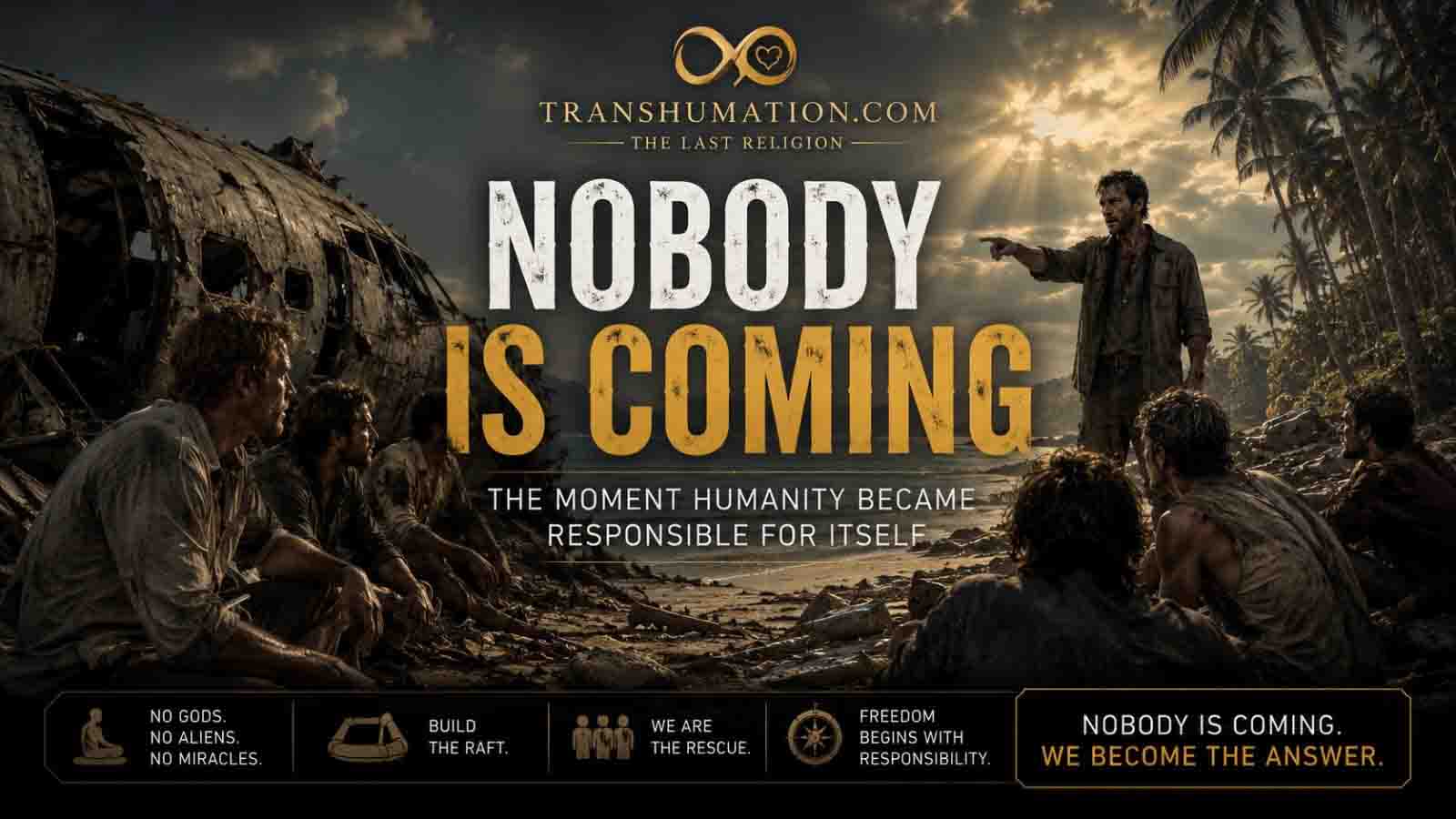 Nobody Is Coming The Moment Humanity Became Responsible for Itself Last Religion Trasnhumation Article cover