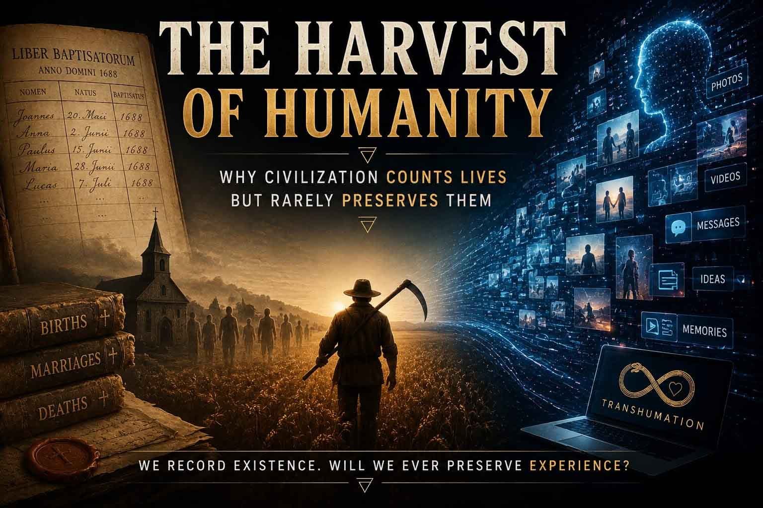 The Harvest of Humanity Why Civilization Counts Lives but Rarely Preserves Them The New Theurgy Transhuamtion Article Cover