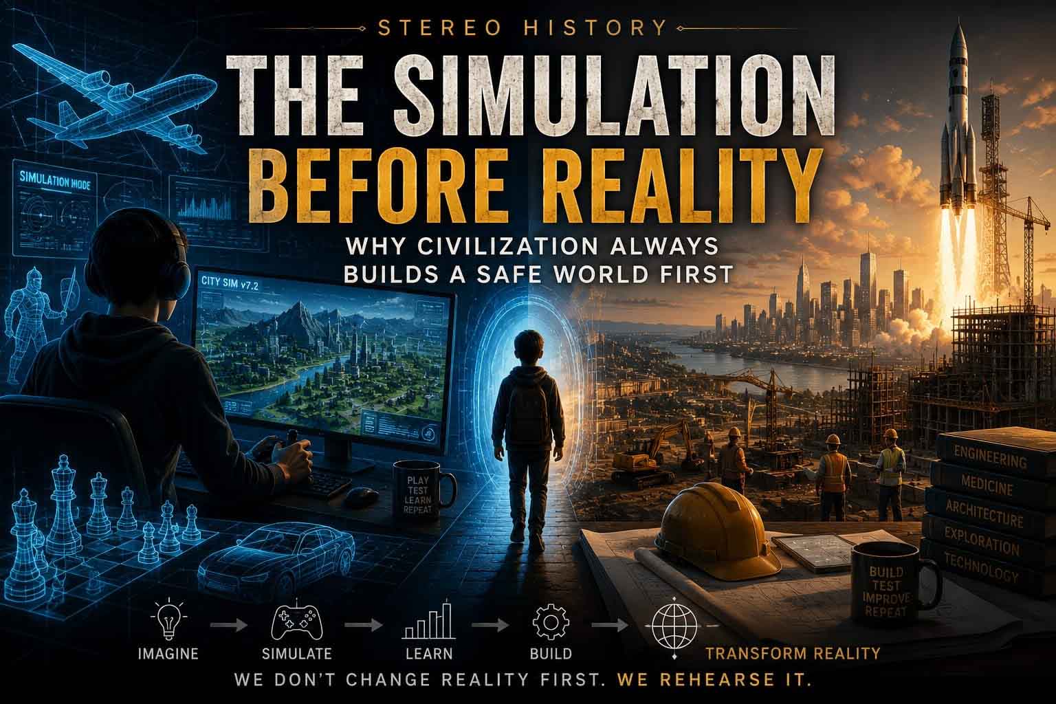 The Simulation Before Reality Stereo History Transhumation Article Cover