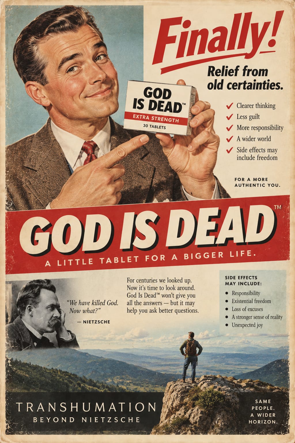 Fake Ad Transhumation Digital Library of Civilization Artifact God is Dead